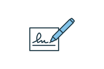 Signature Icon. Icon related to Identity. Suitable for web site design, app, UI, user interfaces. Flat line icon style. Simple vector design editable
