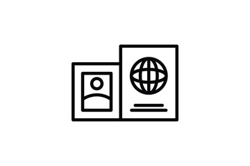 Passport Icon. Icon related to Identity. Suitable for web site design, app, UI, user interfaces. Line icon style. Simple vector design editable