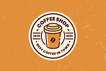 Coffee Shop Badge Logo Design Template in Vintage or Retro Style