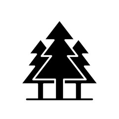 Pine tree icon. Simple solid style. Three trees, fir, evergreen, forest concept. Silhouette, glyph symbol. Vector illustration isolated.