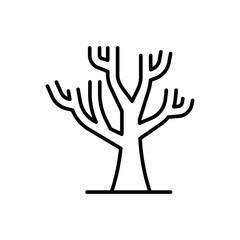 Dead tree icon. Simple outline style. Dry tree, leafless, trunk, old wood, nature concept. Thin line symbol. Vector illustration isolated.
