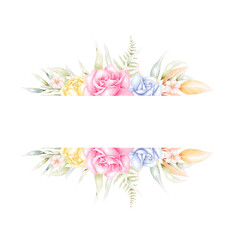 watercolor floral text frame png transparent background