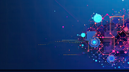 Technology, tech, network abstract background. Web banner with copy space
