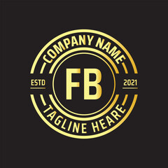 Fototapeta premium Professional simple Letter FB Circle Luxury Gold Color Vector Logo Template