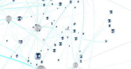 Digital cyberspace with particles and Digital data network connections concept.