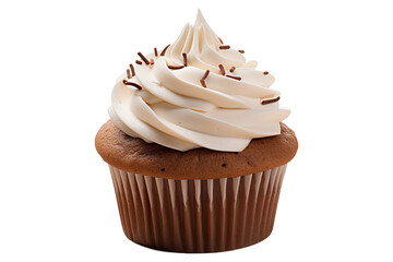 Brown and white cupcake white background