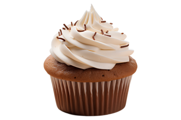 Brown and white cupcake white background