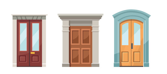 Set of interior entrance Doors. Gates for design and decoration.