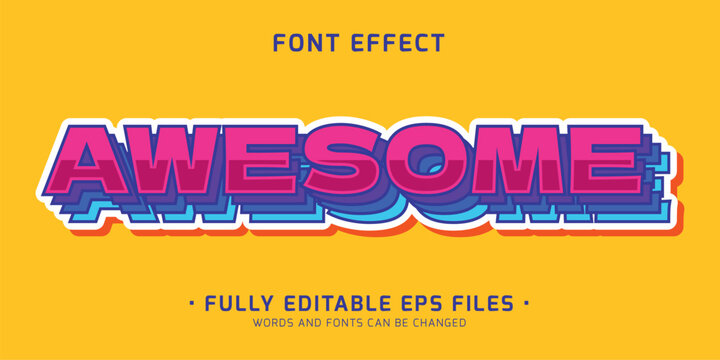 awesome editable text effect, sticker effect graphic style