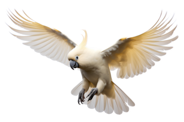 Cockatoo flying by Craig Manners Isolated on a white background, Generative AI