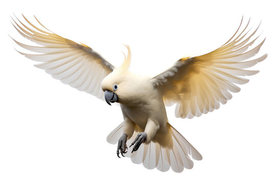 Cockatoo flying by Craig Manners Isolated on a white background, Generative AI