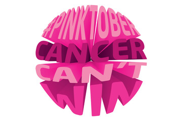 3D Text Design About Pinktober - Breast Cancer Awareness Quote