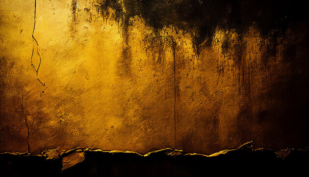 old wall, Abstract gold weathered wall painted background, Ai generated image