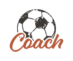 Soccer Coach Sign with Retro Football Ball