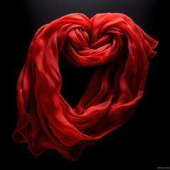 _a_red_scarf_black_background_