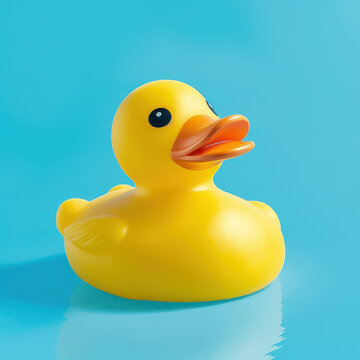 a yellow rubber duck blue background
