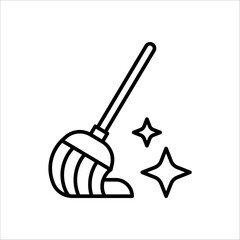 Cleaning, mop icon. Floor mop icons. Mop And Bucket symbol on white background