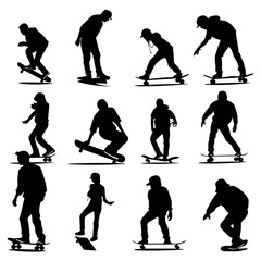 silhouettes of people skating