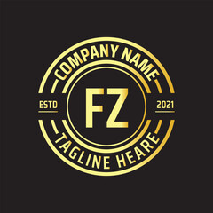 Fototapeta premium Professional simple Letter FZ Circle Luxury Gold Color Vector Logo Template
