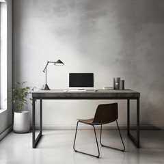 a minimalist office with a steel 
