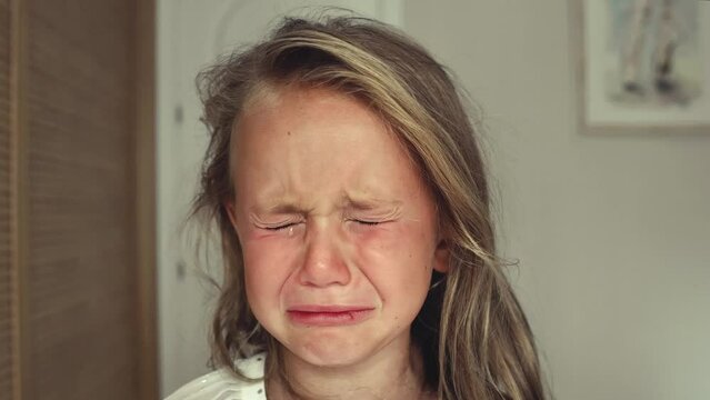 Child little girl cry tears children toddler face stress violence home victims physical abuse mental health social problems protect kid parenting suffers from nervous breakdown, sad emotions pain