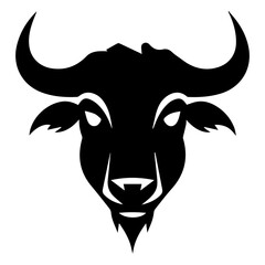 Vector image of an buffalo head on white background, Angry head face mascot of bull buffalo portrait. black white line art vector illustration