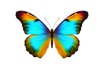Multicolored butterfly isolated on a transparent background, Generative AI