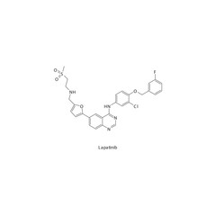 Lapatinib  flat skeletal molecular structure Tyrosine kinase inhibitor (TKI) drug used in Breast cancer treatment. Vector illustration.
