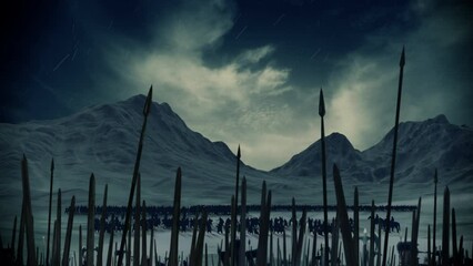 Armies of Medieval Warriors in Battlefield Ready for War