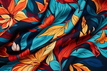Beautiful traditional fabric design with floral and leaves pattern