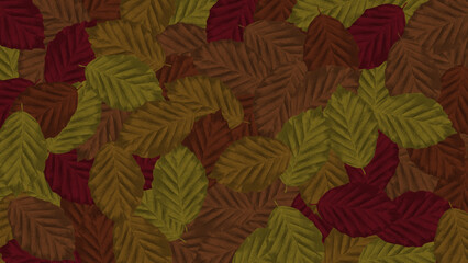 beech leaves graphic texture, non repeating pattern - obrazy, fototapety, plakaty