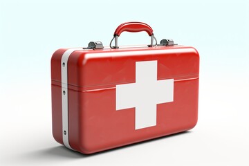 A red-colored first-aid kit isolated on a white background
