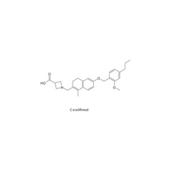 Ceralifimod flat skeletal molecular structure Sphingosine-1-phosphate receptor modulator drug used in Multiple sclerosis treatment. Vector illustration.