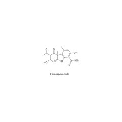 Obraz premium Cercosporamide flat skeletal molecular structure JAK3 inhibitr drug used in Fungal infection treatment. Vector illustration.