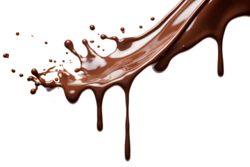 Pouring chocolate dripping isolated on a transparent background, Generative AI © MONWARA