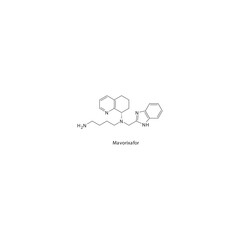 Mavorixafor flat skeletal molecular structure CXCR4 antagonist drug used in neutropenia treatment. Vector illustration.
