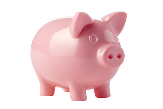 Pink pig figurine isolated on a transparent background, Generative AI