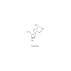 Pentostatin  flat skeletal molecular structure Purine analog drug used in Hairy cell leukemia treatment. Vector illustration.