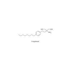 Fingolimod flat skeletal molecular structure Sphingosine-1-phosphate receptor modulator drug used in Multiple sclerosis treatment. Vector illustration.