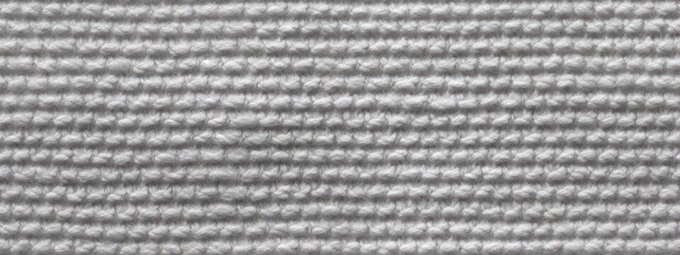 Seamless mottled light grey wool knit fabric background texture. Tileable monochrome greyscale knitted sweater, scarf or cozy winter socks pattern. Realistic woolen crochet textile craft