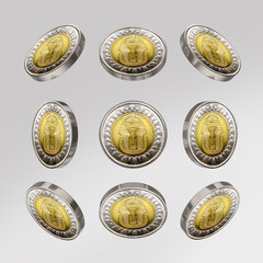 Collection Egyptian Pound Coins Isolated on White Background
 - obrazy, fototapety, plakaty