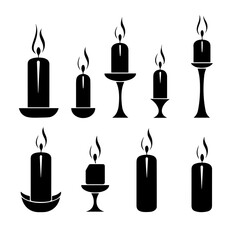 set of silhouettes of candles