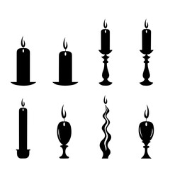 set of silhouettes of candles