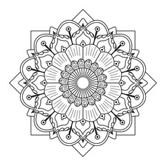 Mandala-like patterns are used as decorations, henna, mehndi, or mehendi, tattoos, and other forms of body art. ornaments in ethnic oriental design. Page for a coloring book