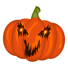 happy halloween pumpkin isolated on white background