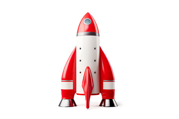 White and red rocket isolated on a transparent background, Generative AI