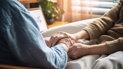 Reminiscing: An elderly individual shares stories with a caregiver - obrazy, fototapety, plakaty