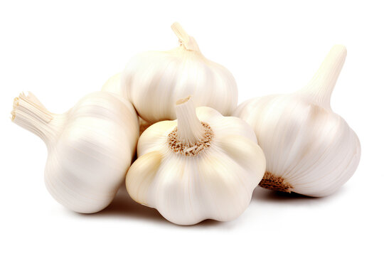 White garlic with cloves isolated on a transparent background, Generative AI