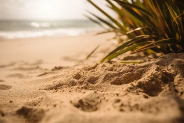Fotobehang Imagen con desenfoque de la playa estilo macro de la arena en la orilla del mar. © ACG Visual