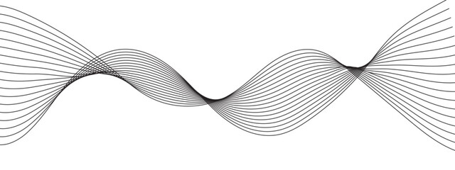 Abstract wavy technology curve lines on transparent background isolated. Grey wave swirl, frequency sound wave, twisted curve lines with blend effect. Abstract business wave lines. vector illustration